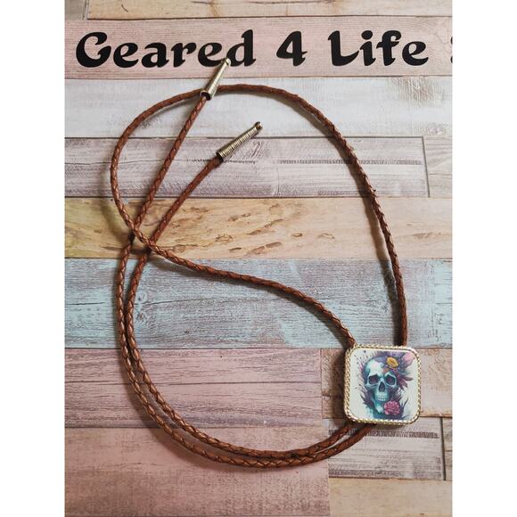 Handmade Skull Woman Concho Unisex Bolo - Bolo Tie - Skull Necklace - Choker - Picture 1 of 3